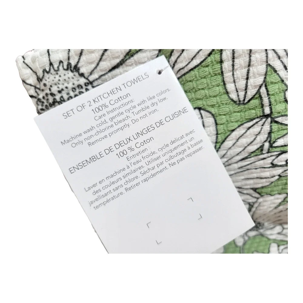 NEW KitchenAid Daisies Pattern Kitchen Towels 16" x 28"[Green & White](Set of 2) - Picture 3 of 3